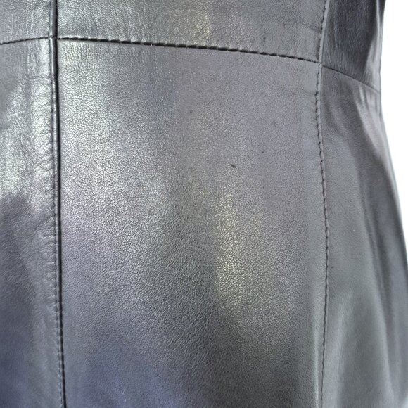 Vintage long black genuine leather coat, European size 38 - Picture 8 of 16